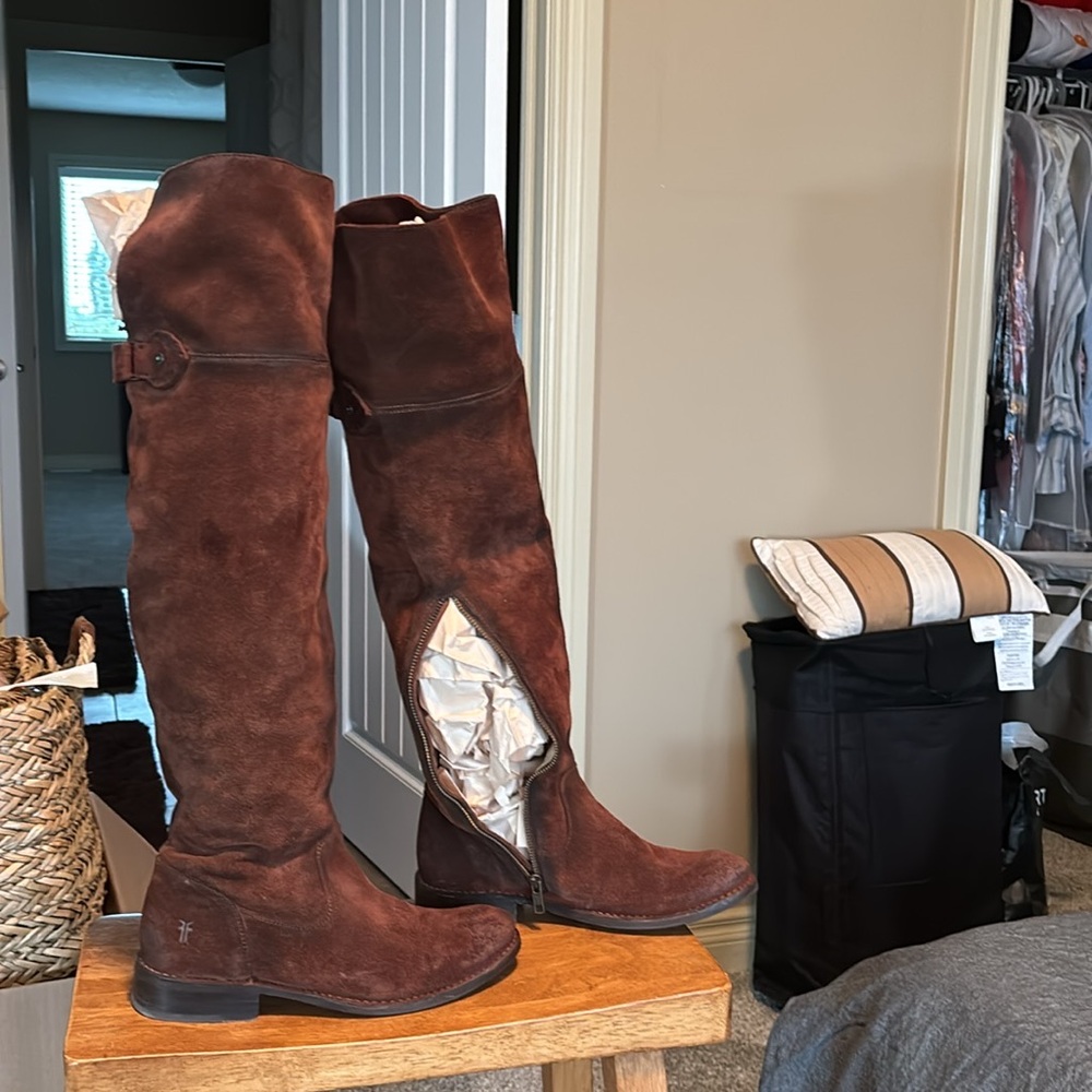 Item # B48 - Frye Brown Suede Over-the-Knee Boots